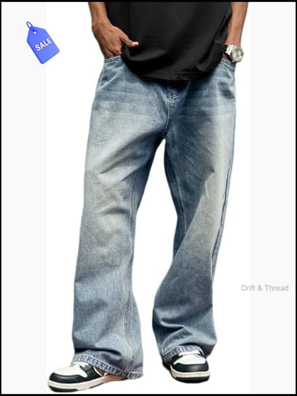 Y2K Baggy Wide Leg Jeans for Women Men Unisex Loose Fit Skate Denim Pants